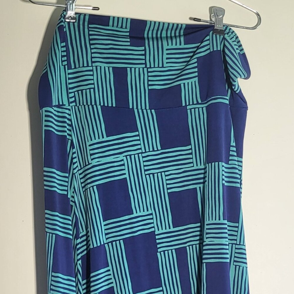 LuLaRoe Medium Women's Medium Blue Geometric Maxi Skirt